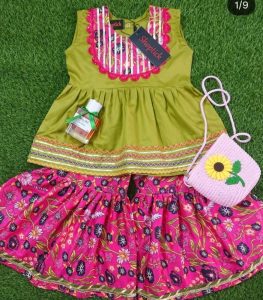 Printed gharara with peplum