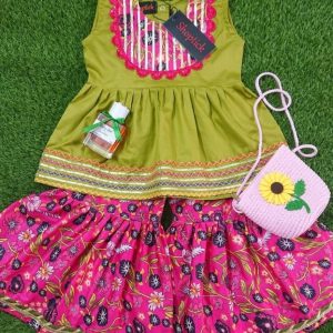 Printed gharara with peplum