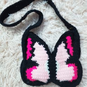 Handmade crochet butterfly bag