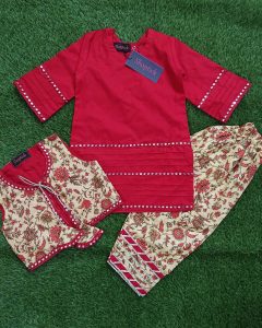 Red 3pc koti dress