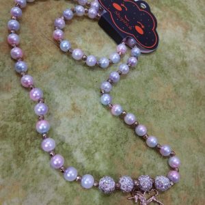 2pc adjustable beaded bracelet set with metal charm...