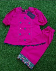 Shocking pink embroidery 2pc (2year)