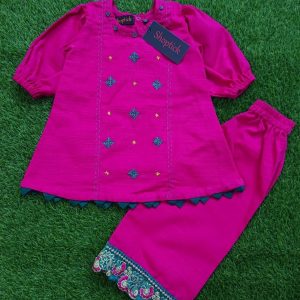 Shocking pink embroidery 2pc (2year)