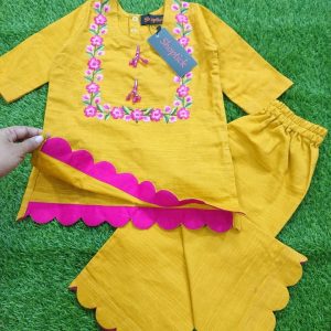 Mustard Embroidery suit (2year)
